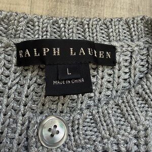 Ralph Lauren Black Label Metallic Gray Knit Cardigan Vest